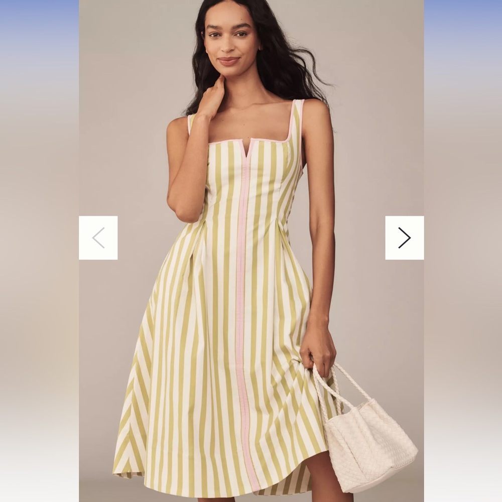 Maeve Green and Pink Sleeveless Midi Sundress